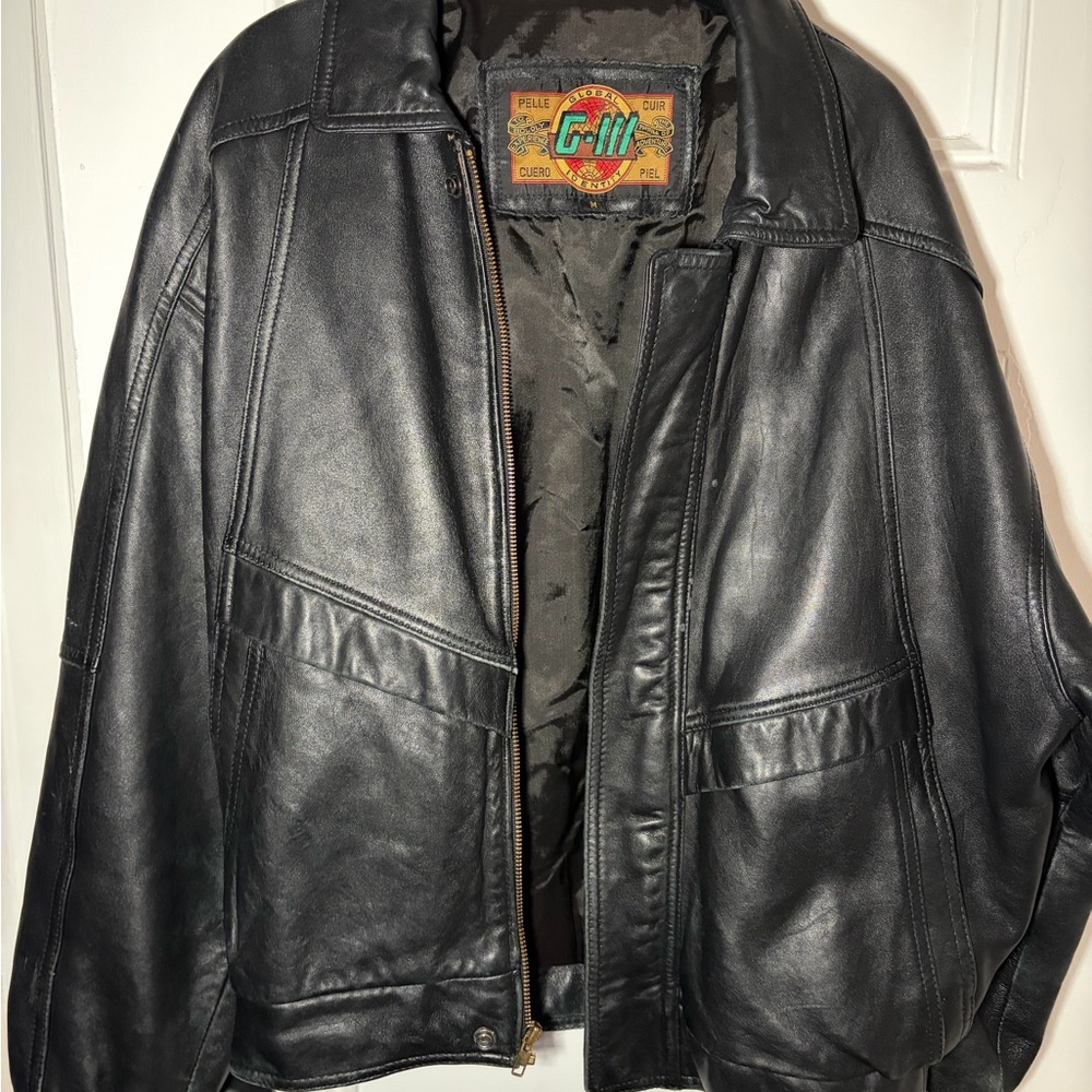 G-III Global Identity Black Leather Jacket (Vintage)